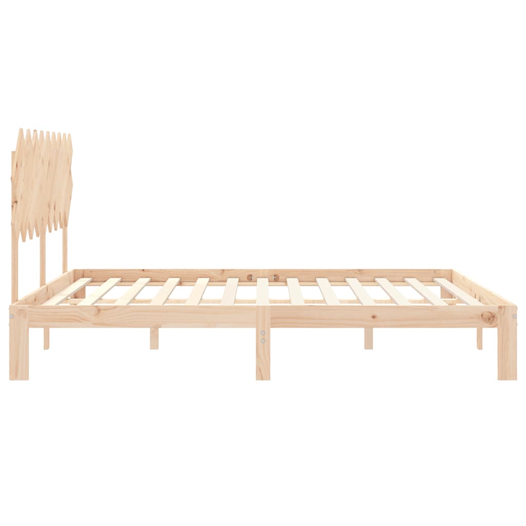 vidaXL Estructura de cama de matrimonio con cabecero madera maciza