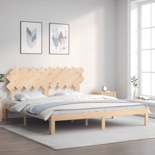 vidaXL Estructura de cama de matrimonio con cabecero madera maciza