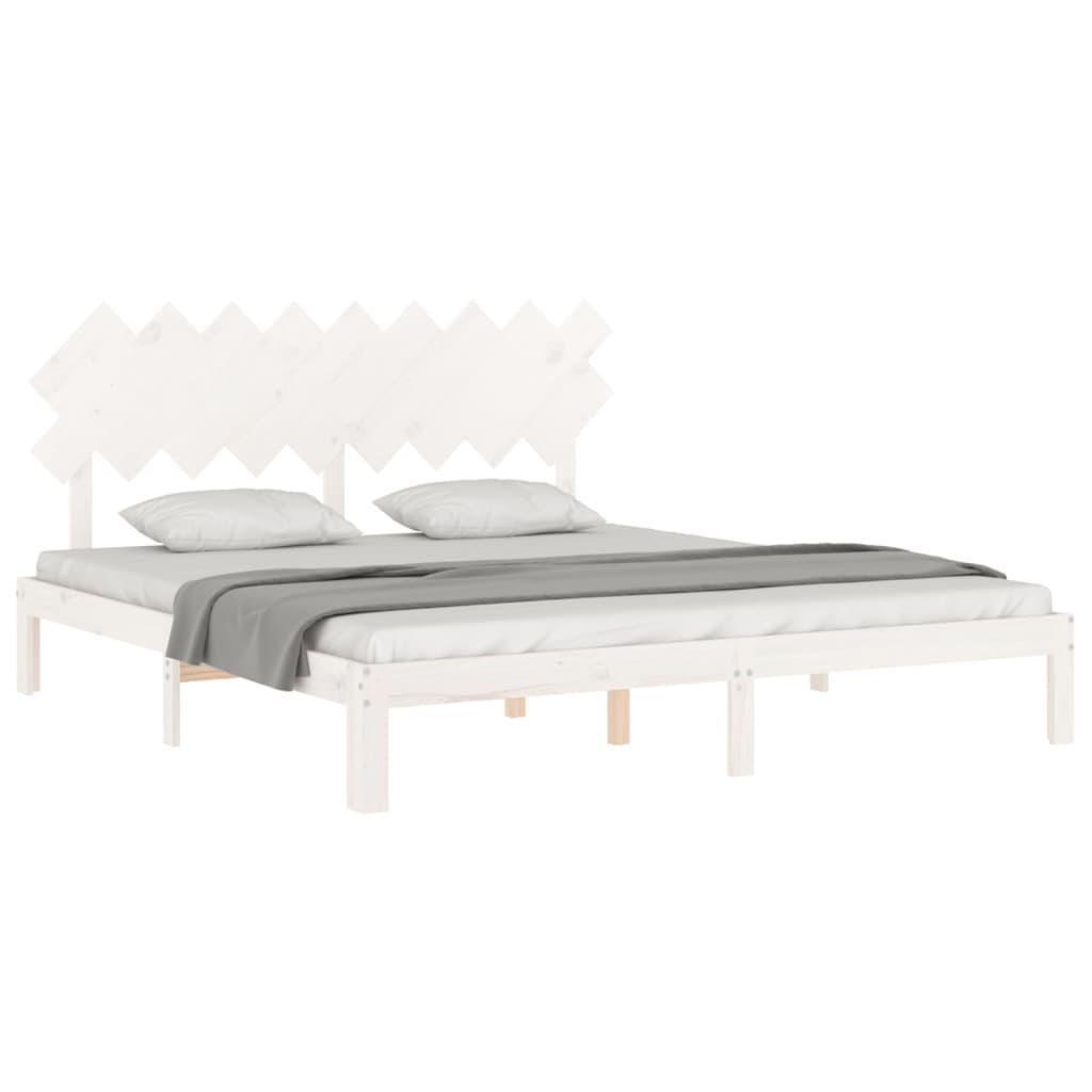 vidaXL Estructura cama de matrimonio con cabecero madera maciza blanco