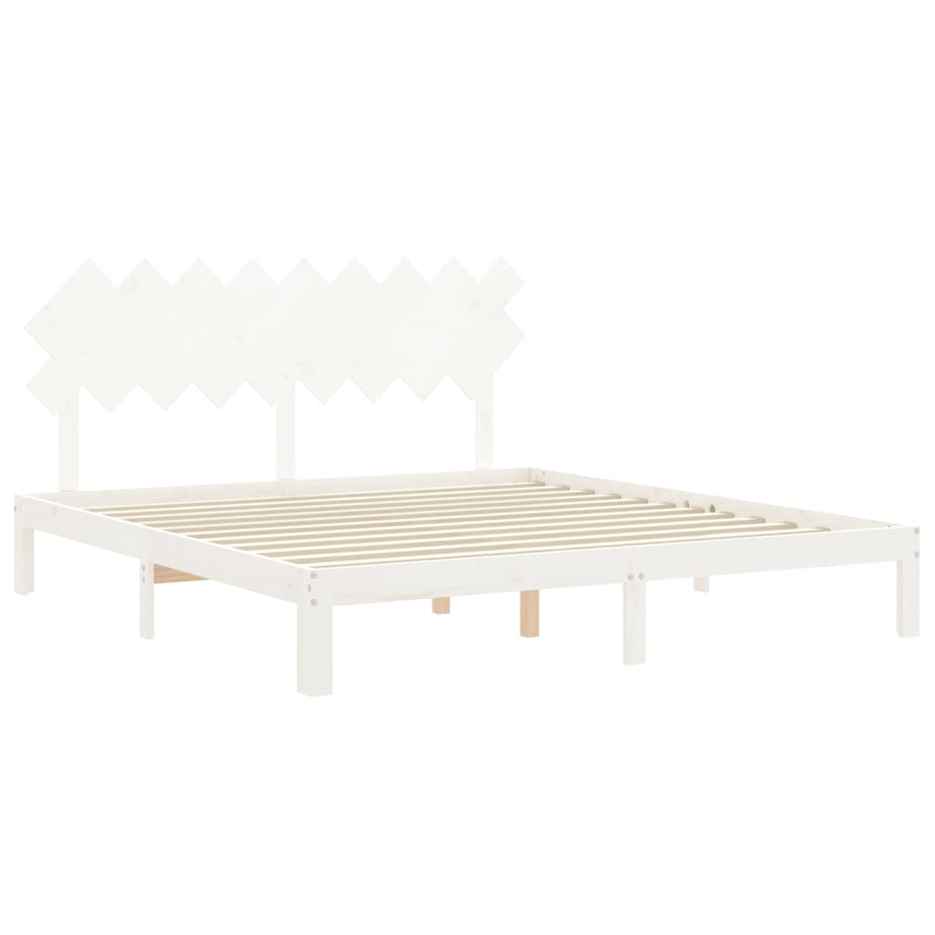 vidaXL Estructura cama de matrimonio con cabecero madera maciza blanco