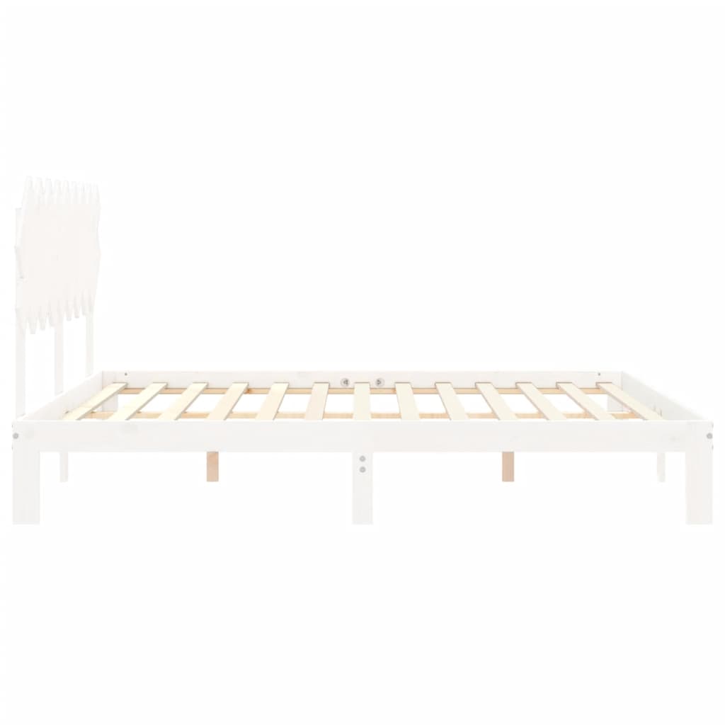 vidaXL Estructura cama de matrimonio con cabecero madera maciza blanco