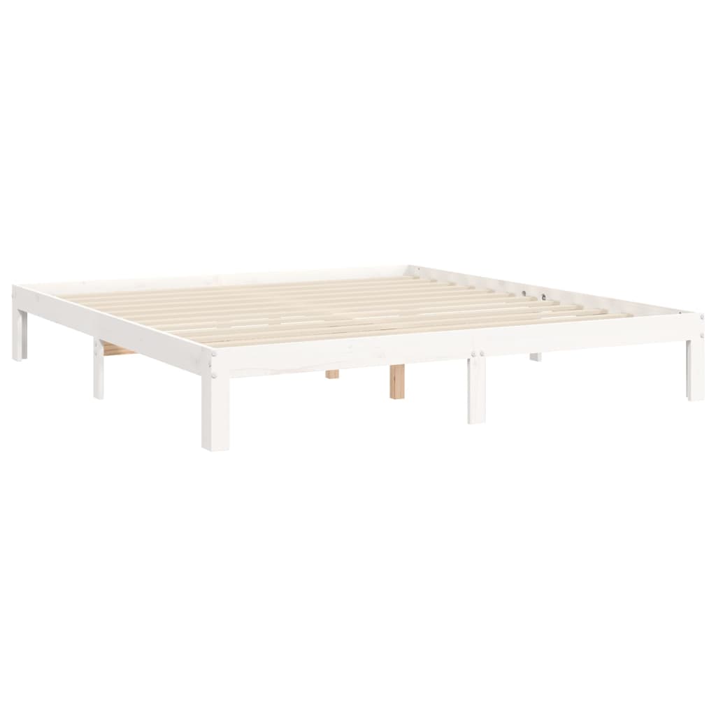 vidaXL Estructura cama de matrimonio con cabecero madera maciza blanco