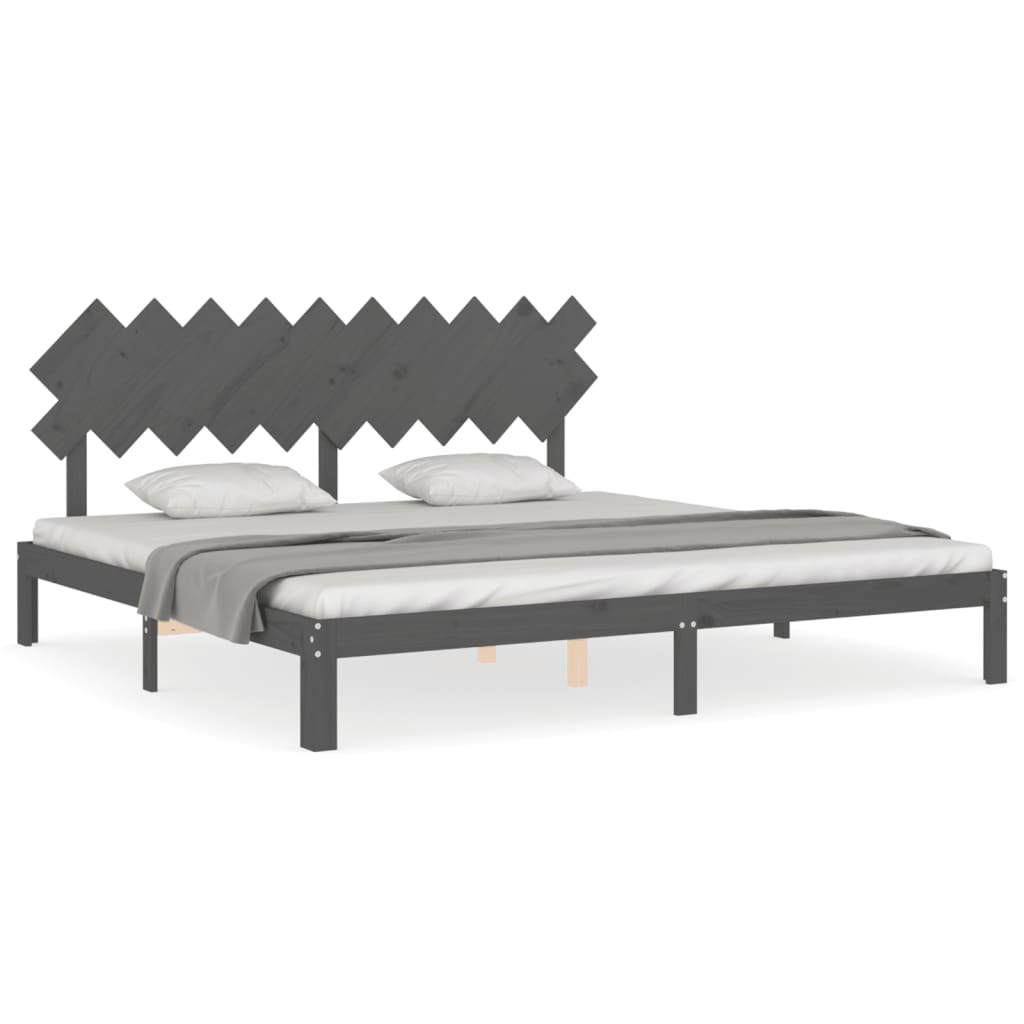 vidaXL Estructura de cama con cabecero madera maciza gris 200x200 cm