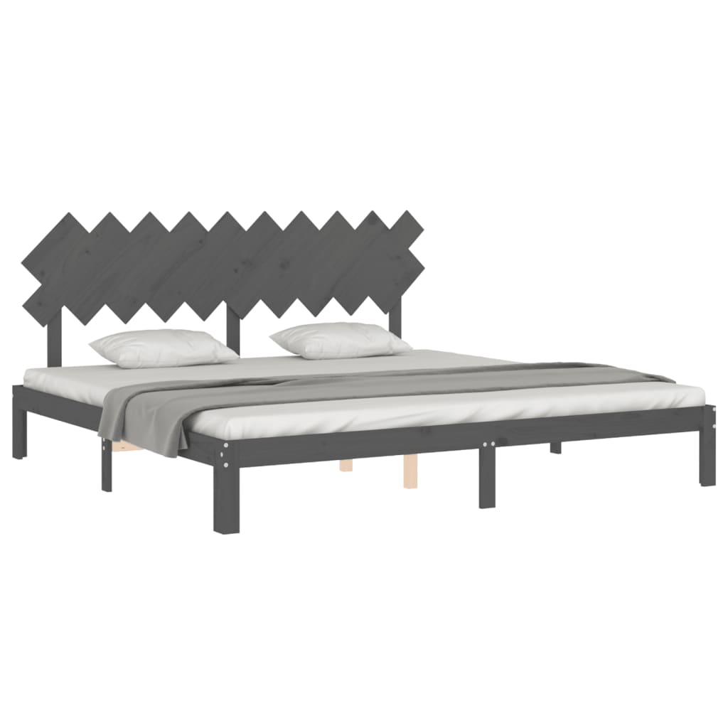 vidaXL Estructura de cama con cabecero madera maciza gris 200x200 cm