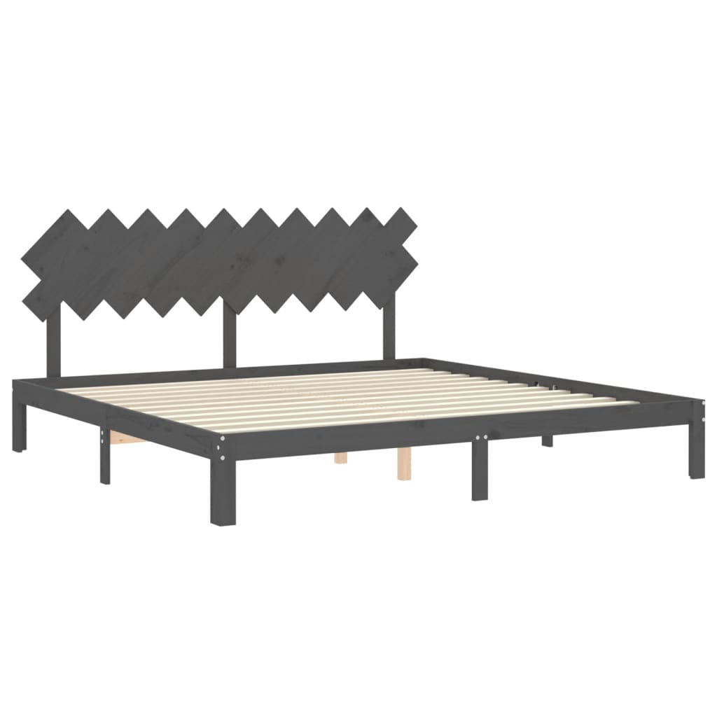 vidaXL Estructura de cama con cabecero madera maciza gris 200x200 cm