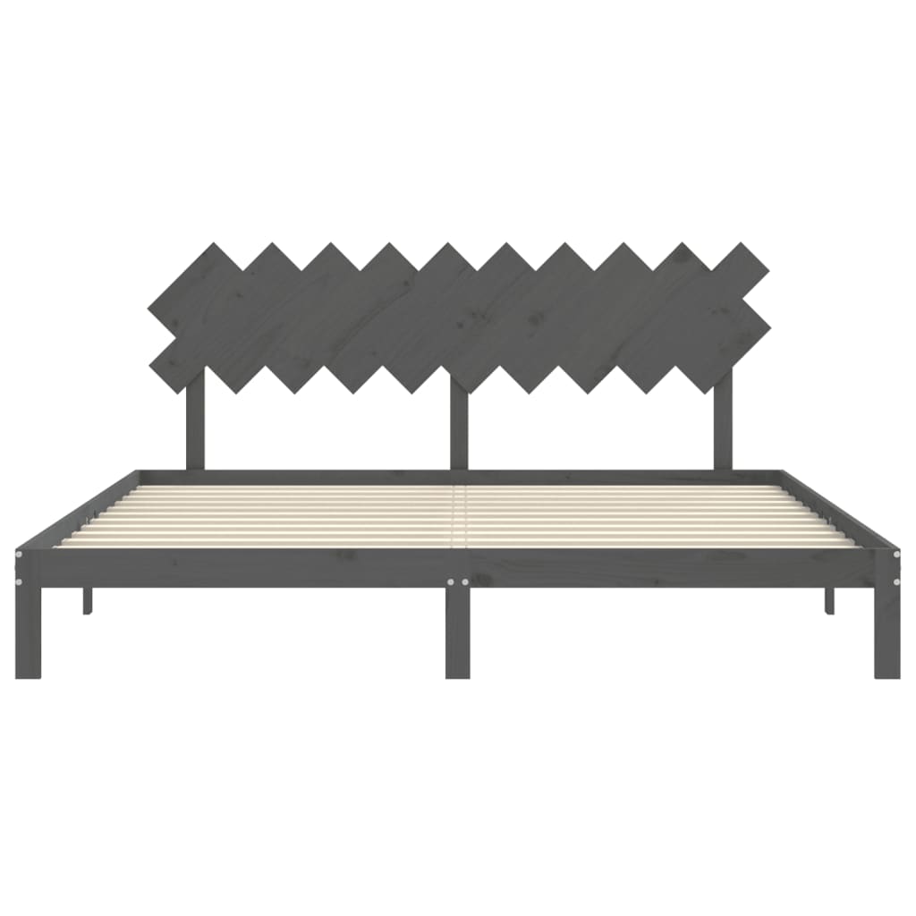 vidaXL Estructura de cama con cabecero madera maciza gris 200x200 cm