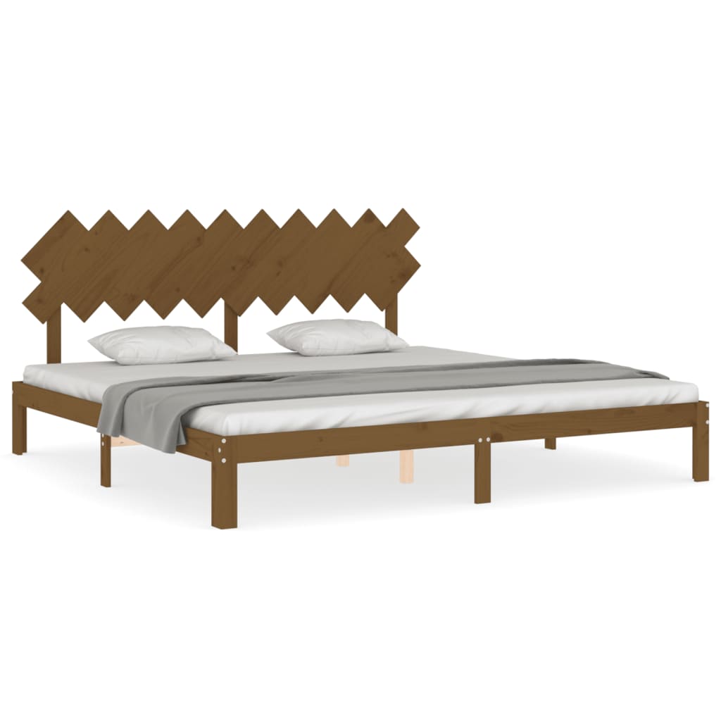 vidaXL Estructura cama y cabecero madera maciza marrón miel 200x200 cm