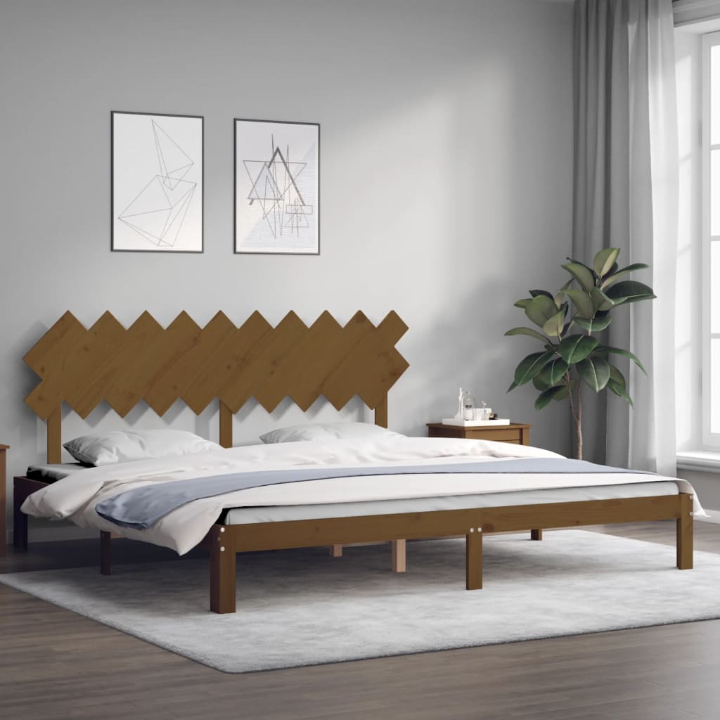 vidaXL Estructura cama y cabecero madera maciza marrón miel 200x200 cm