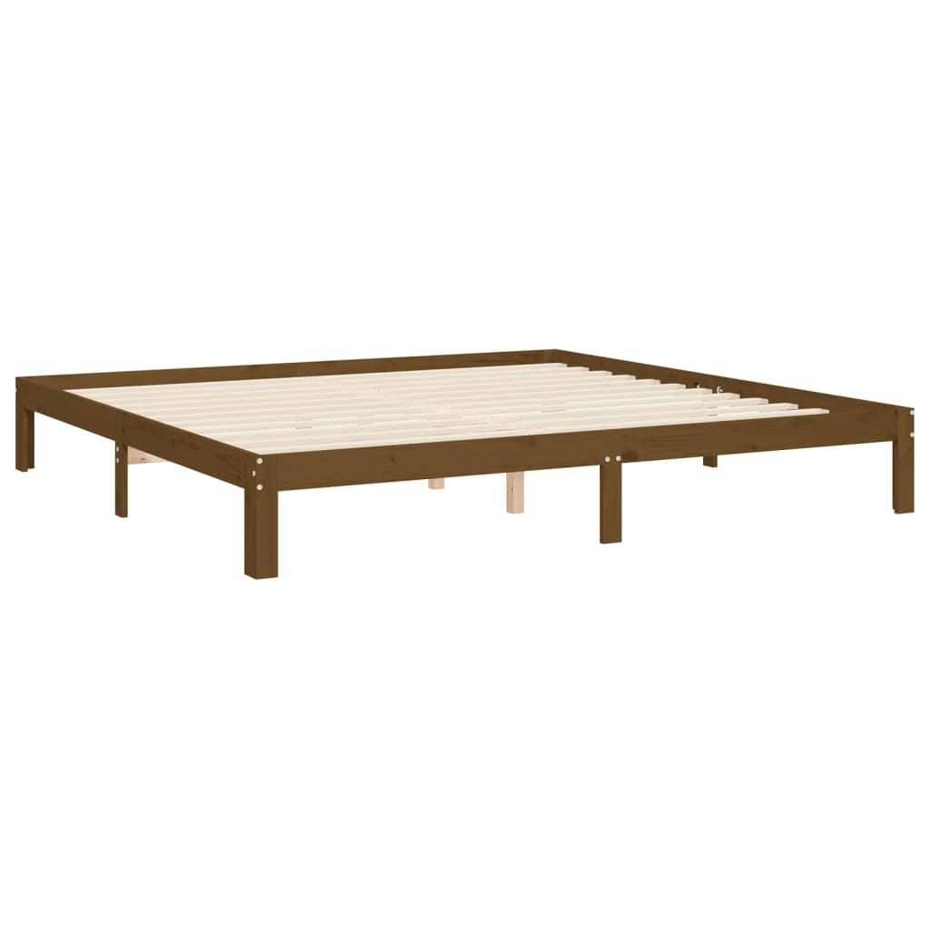 vidaXL Estructura cama y cabecero madera maciza marrón miel 200x200 cm