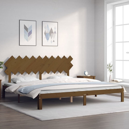 vidaXL Estructura cama y cabecero madera maciza marrón miel 200x200 cm