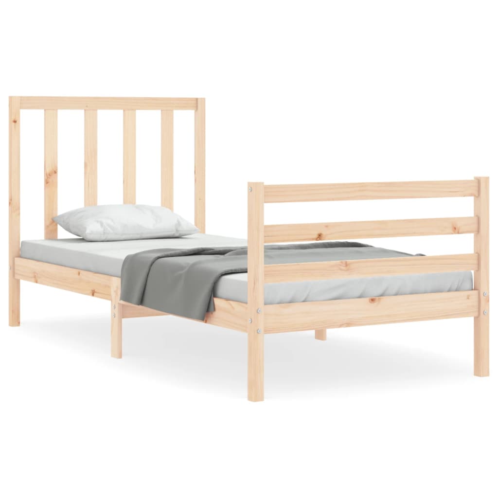 vidaXL Estructura de cama individual con cabecero madera maciza