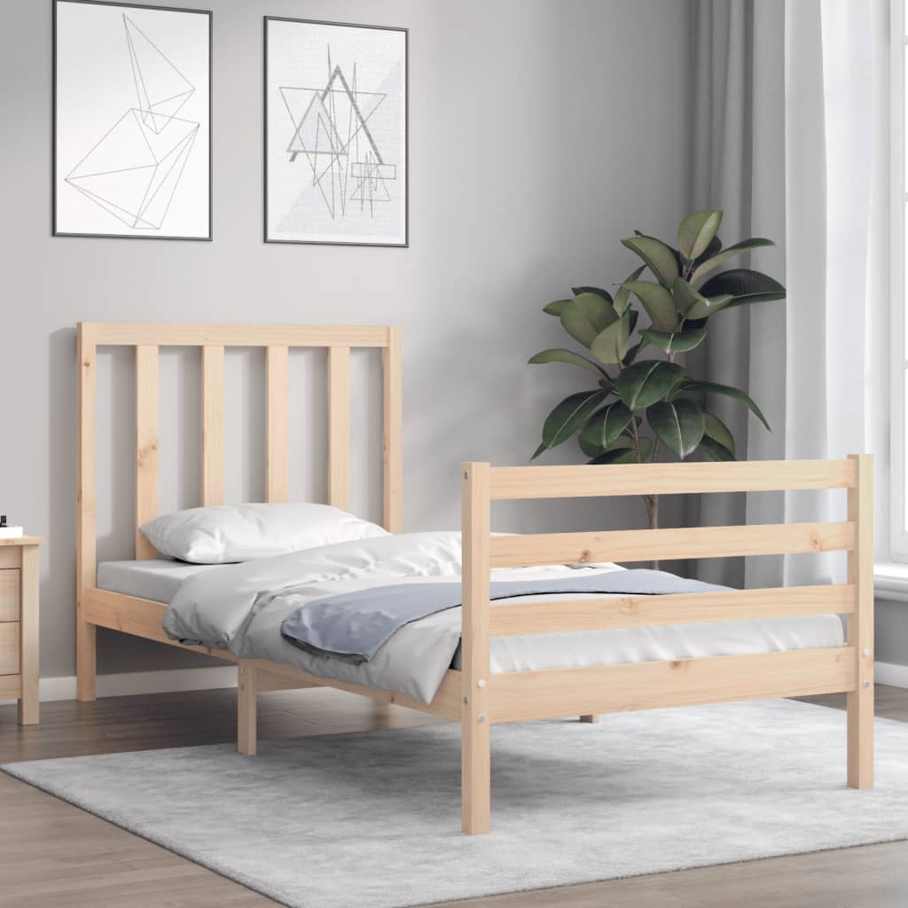 vidaXL Estructura de cama individual con cabecero madera maciza