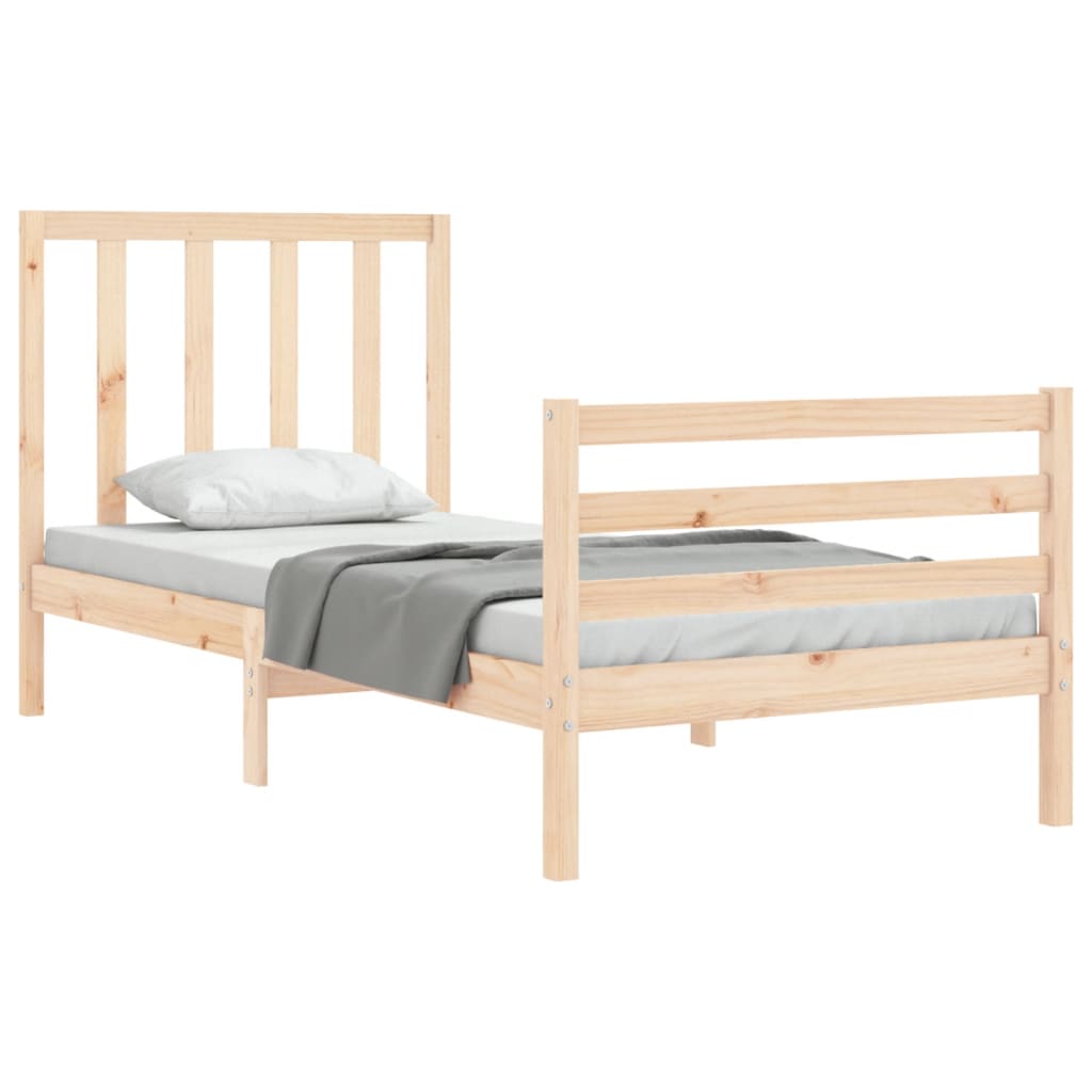 vidaXL Estructura de cama individual con cabecero madera maciza