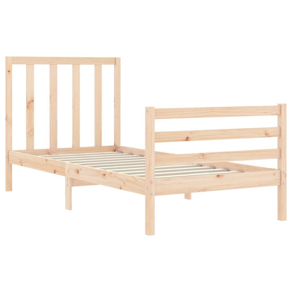 vidaXL Estructura de cama individual con cabecero madera maciza