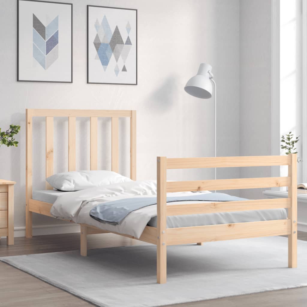 vidaXL Estructura de cama individual con cabecero madera maciza