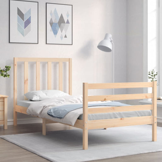 vidaXL Estructura de cama con cabecero madera maciza