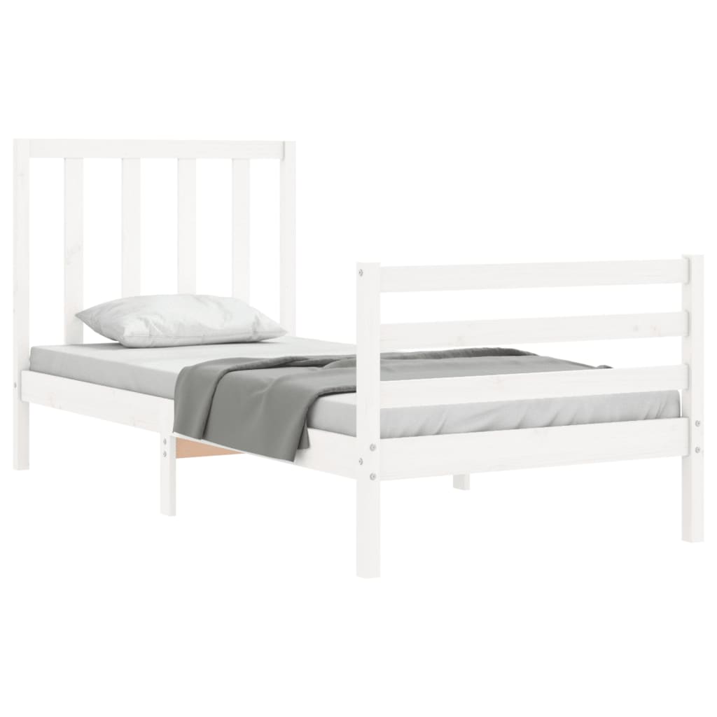 vidaXL Estructura de cama con cabecero madera maciza blanco