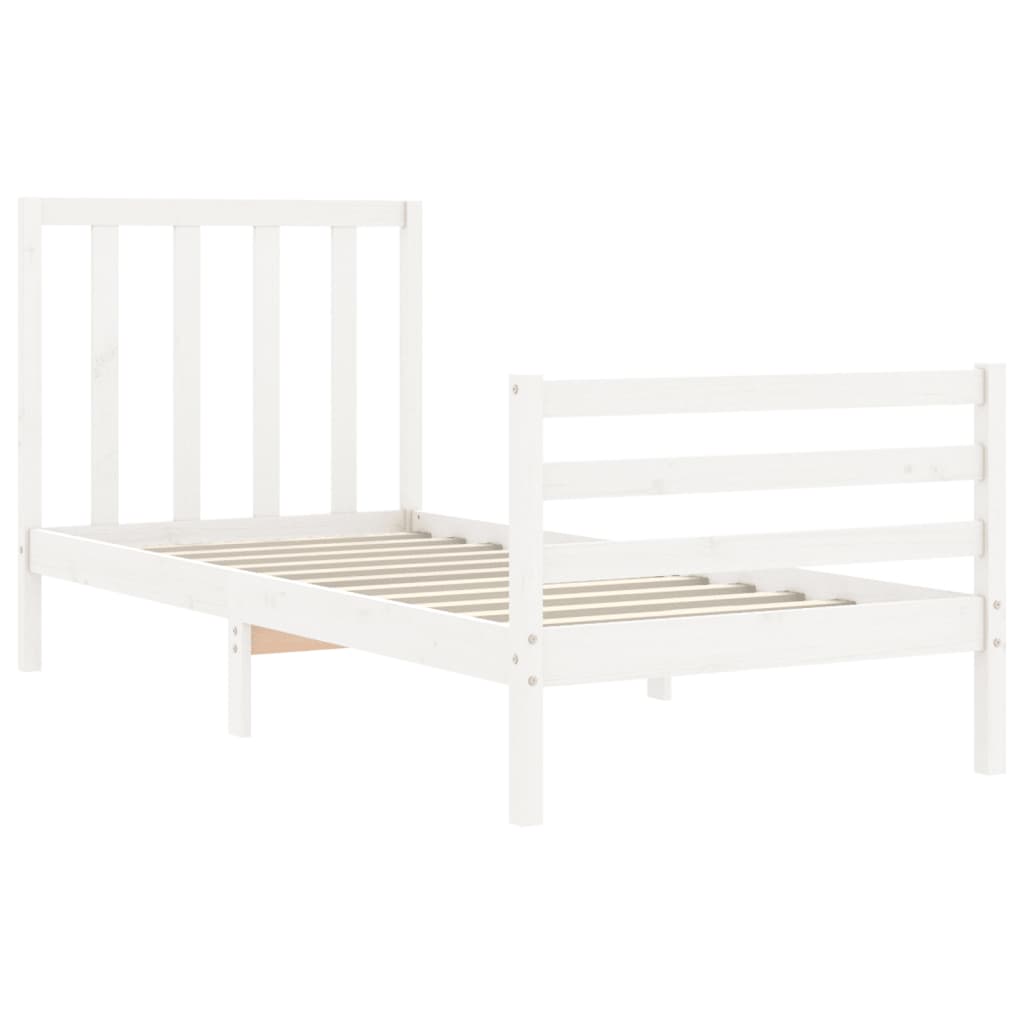 vidaXL Estructura de cama con cabecero madera maciza blanco