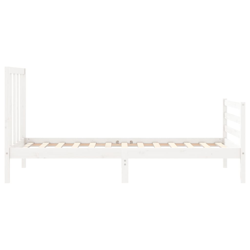 vidaXL Estructura de cama con cabecero madera maciza blanco