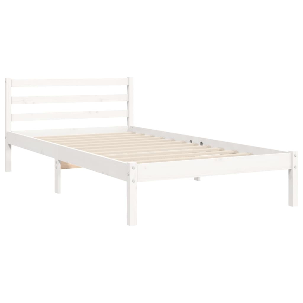 vidaXL Estructura de cama con cabecero madera maciza blanco