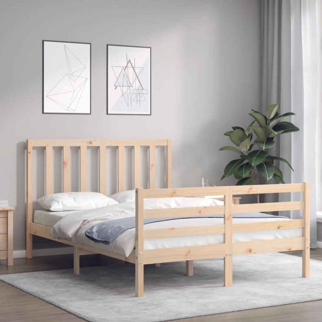 vidaXL Estructura de cama de matrimonio con cabecero madera maciza