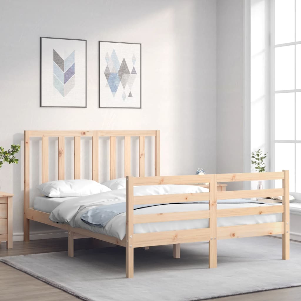 vidaXL Estructura de cama de matrimonio con cabecero madera maciza