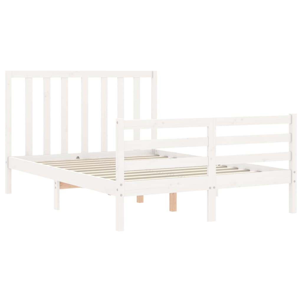 vidaXL Estructura cama de matrimonio con cabecero madera maciza blanco