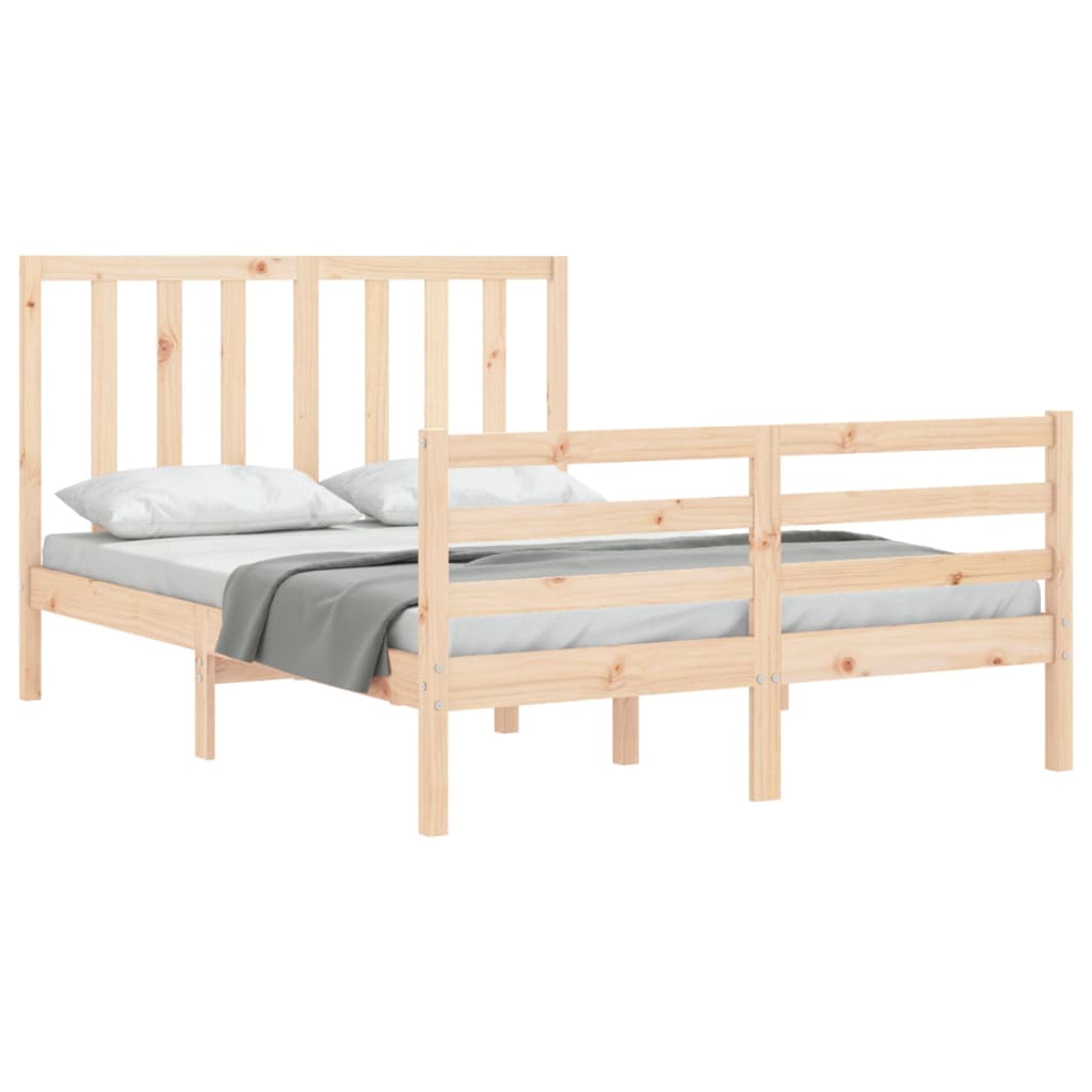 vidaXL Estructura de cama de matrimonio con cabecero madera maciza