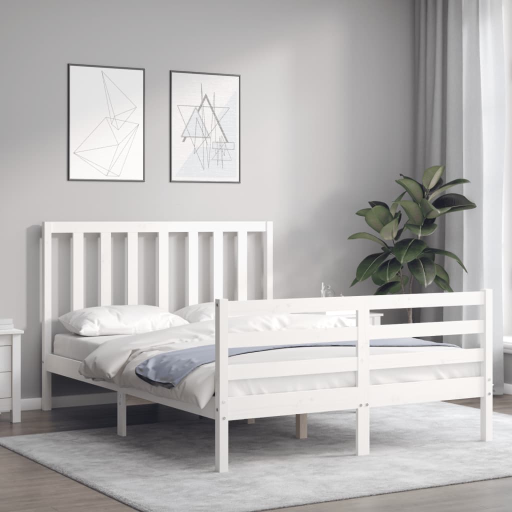 vidaXL Estructura de cama sin colchón madera de pino blanca 140x200 cm