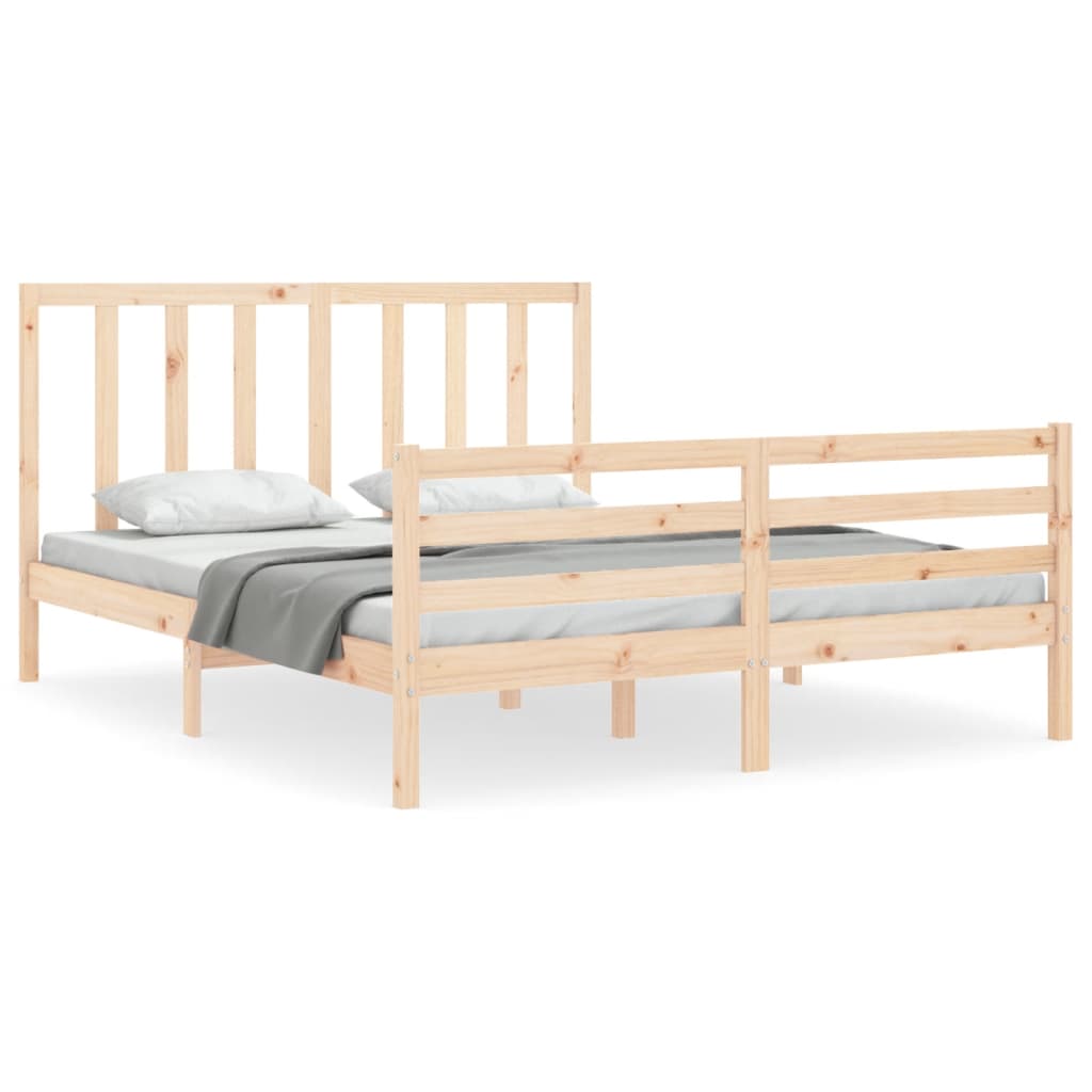 vidaXL Estructura de cama de matrimonio con cabecero madera maciza