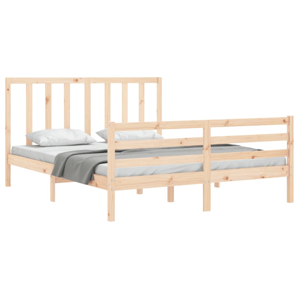 vidaXL Estructura de cama de matrimonio con cabecero madera maciza