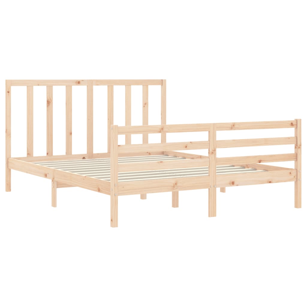 vidaXL Estructura de cama de matrimonio con cabecero madera maciza