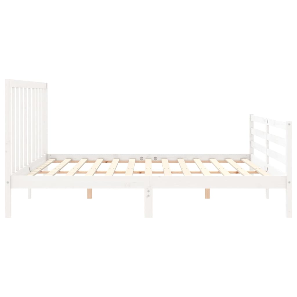 vidaXL Estructura cama de matrimonio con cabecero madera maciza blanco