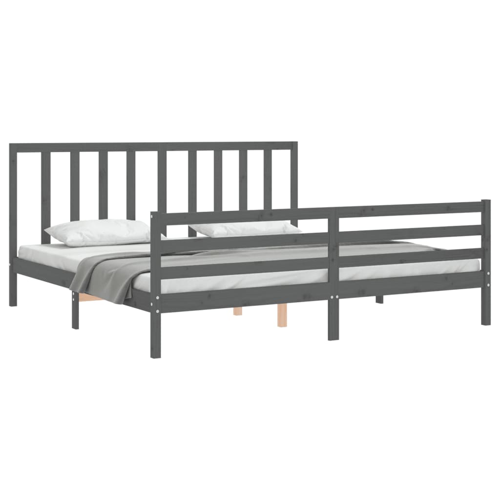 vidaXL Estructura de cama con cabecero madera maciza gris 200x200 cm