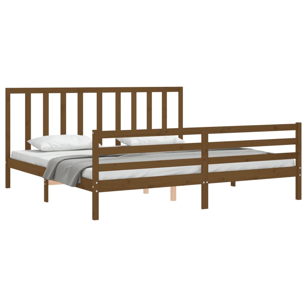 vidaXL Estructura cama y cabecero madera maciza marrón miel 200x200 cm