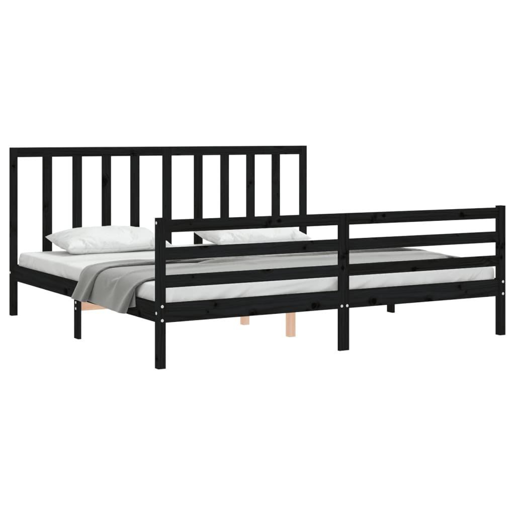 vidaXL Estructura de cama con cabecero madera maciza negro 200x200 cm