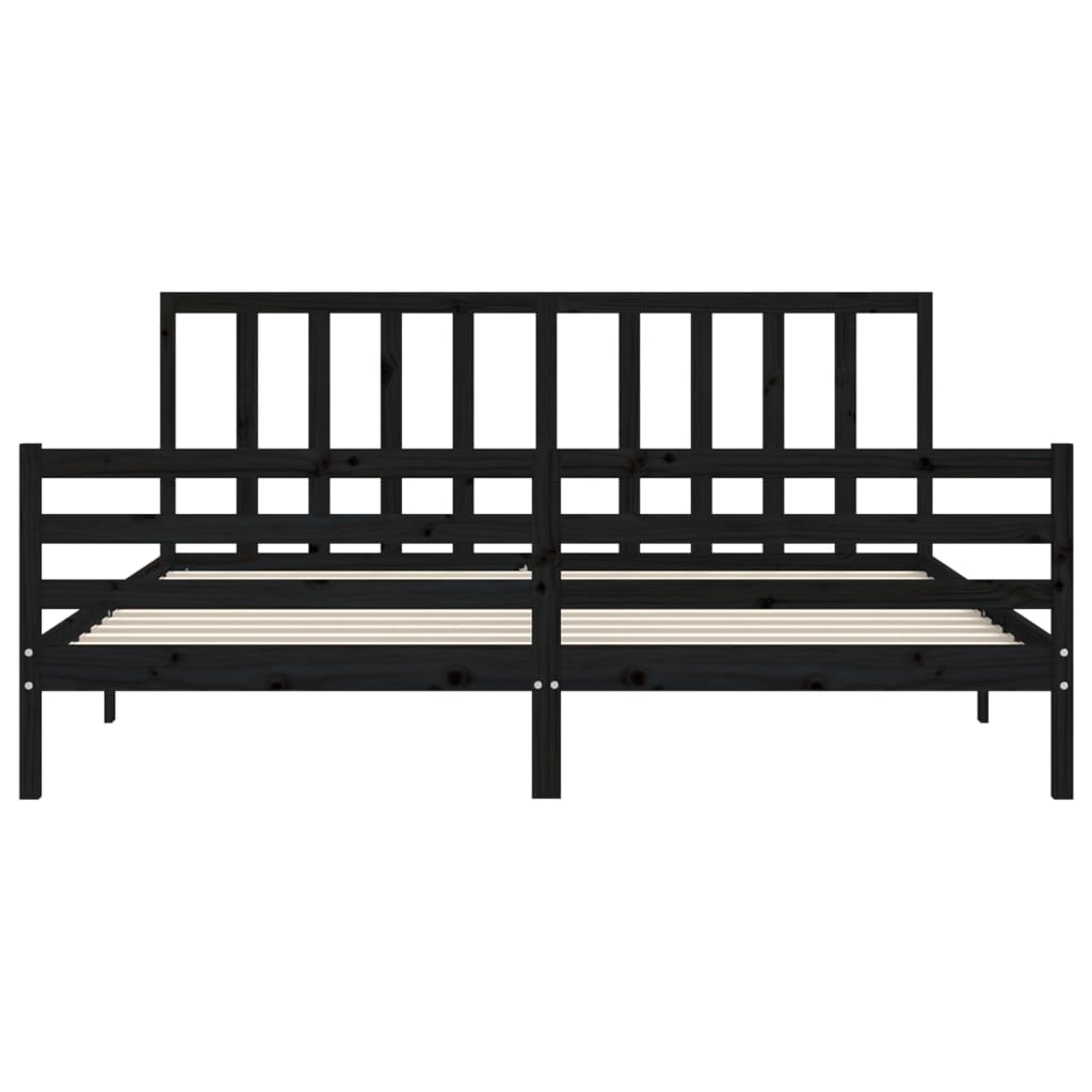 vidaXL Estructura de cama con cabecero madera maciza negro 200x200 cm