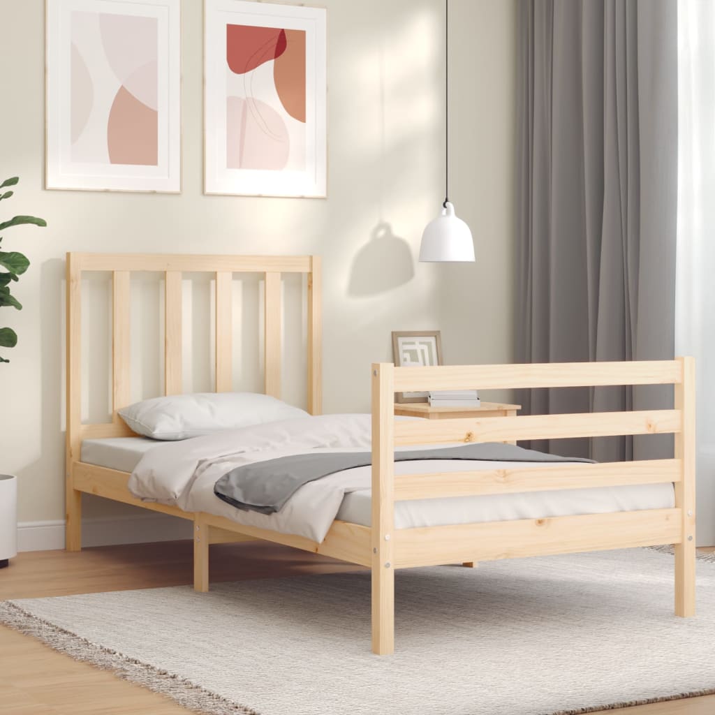 vidaXL Estructura de cama con cabecero madera maciza