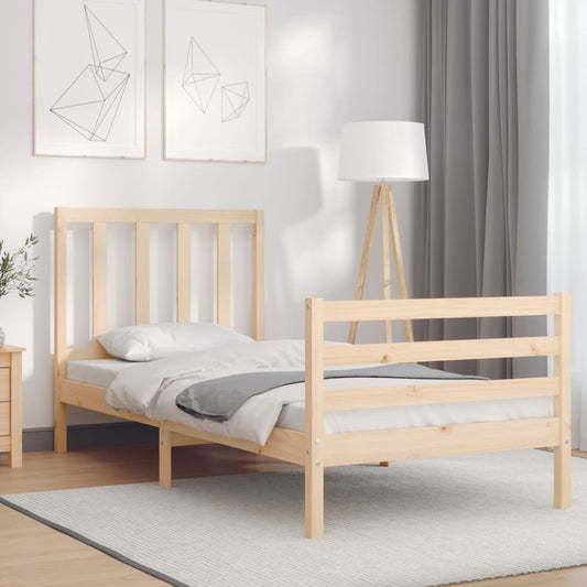 vidaXL Estructura de cama con cabecero madera maciza