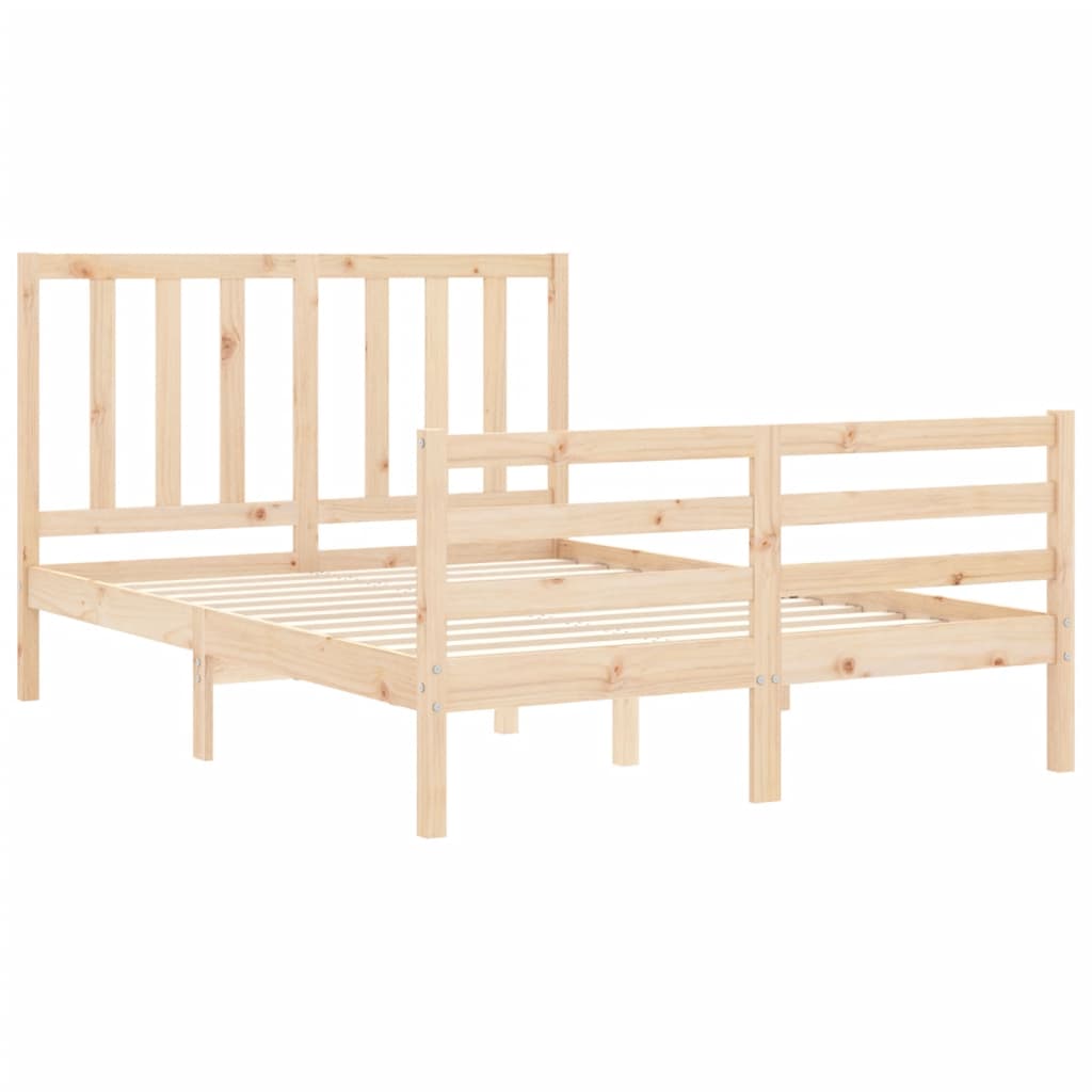 vidaXL Estructura de cama de matrimonio con cabecero madera maciza