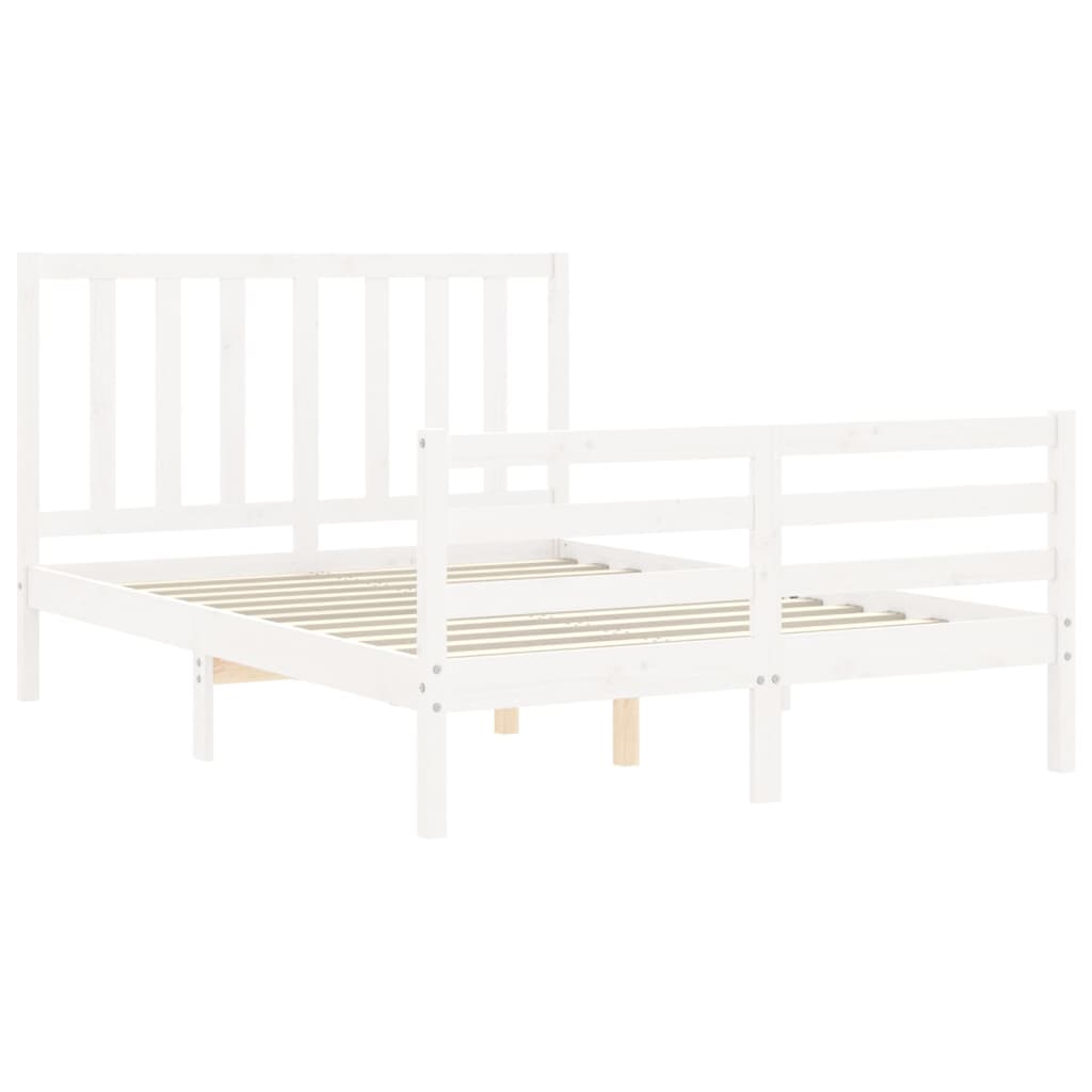 vidaXL Estructura cama de matrimonio con cabecero madera maciza blanco