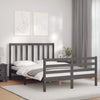 vidaXL Estructura cama de matrimonio con cabecero madera maciza gris