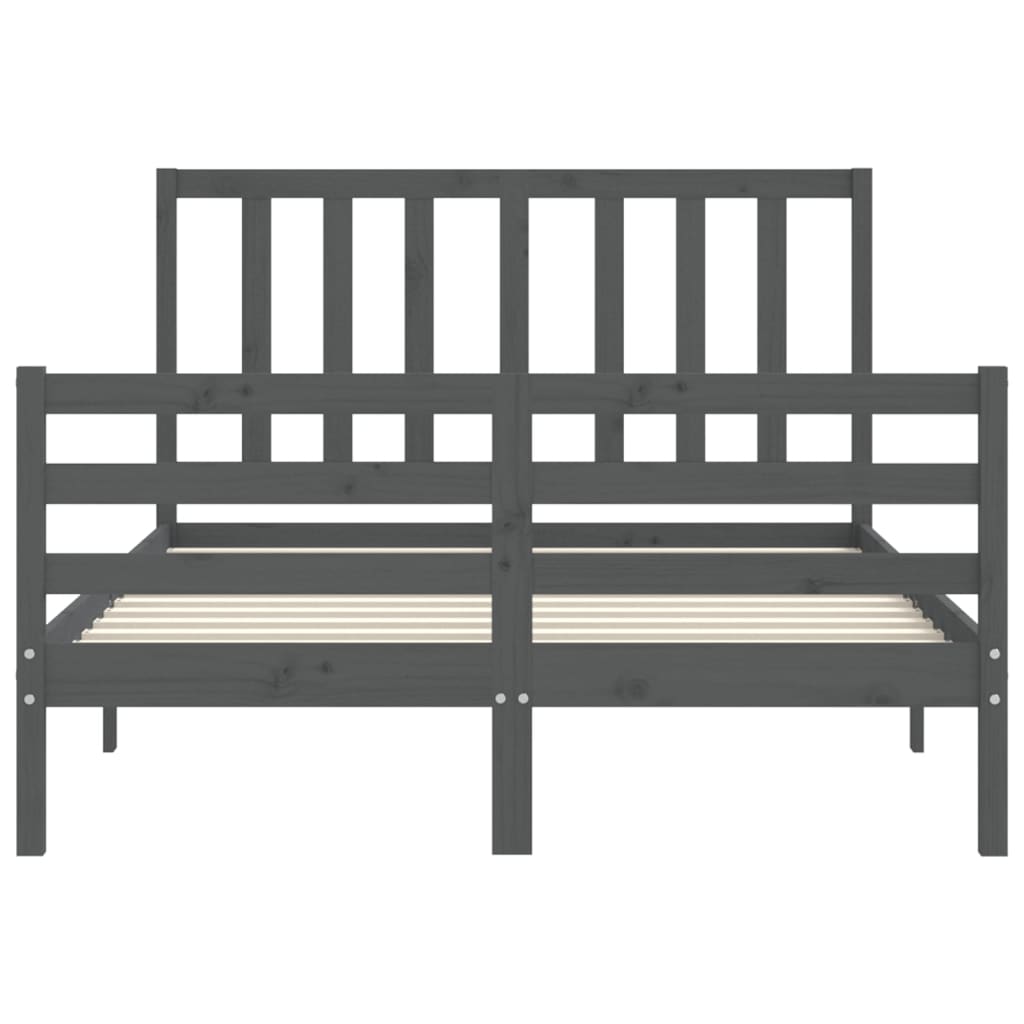 vidaXL Estructura de cama con cabecero madera maciza gris 140x190 cm