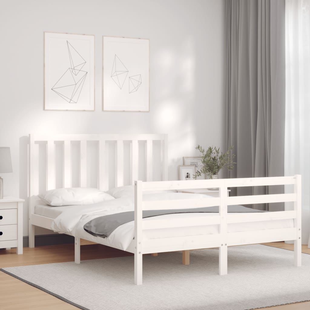 vidaXL Estructura de cama sin colchón madera de pino blanca 120x200 cm