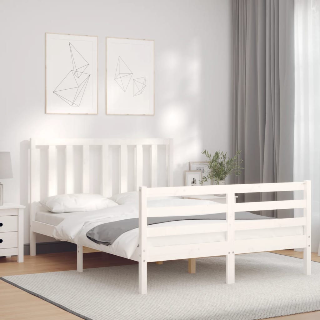 vidaXL Estructura de cama sin colchón madera de pino blanca 140x200 cm