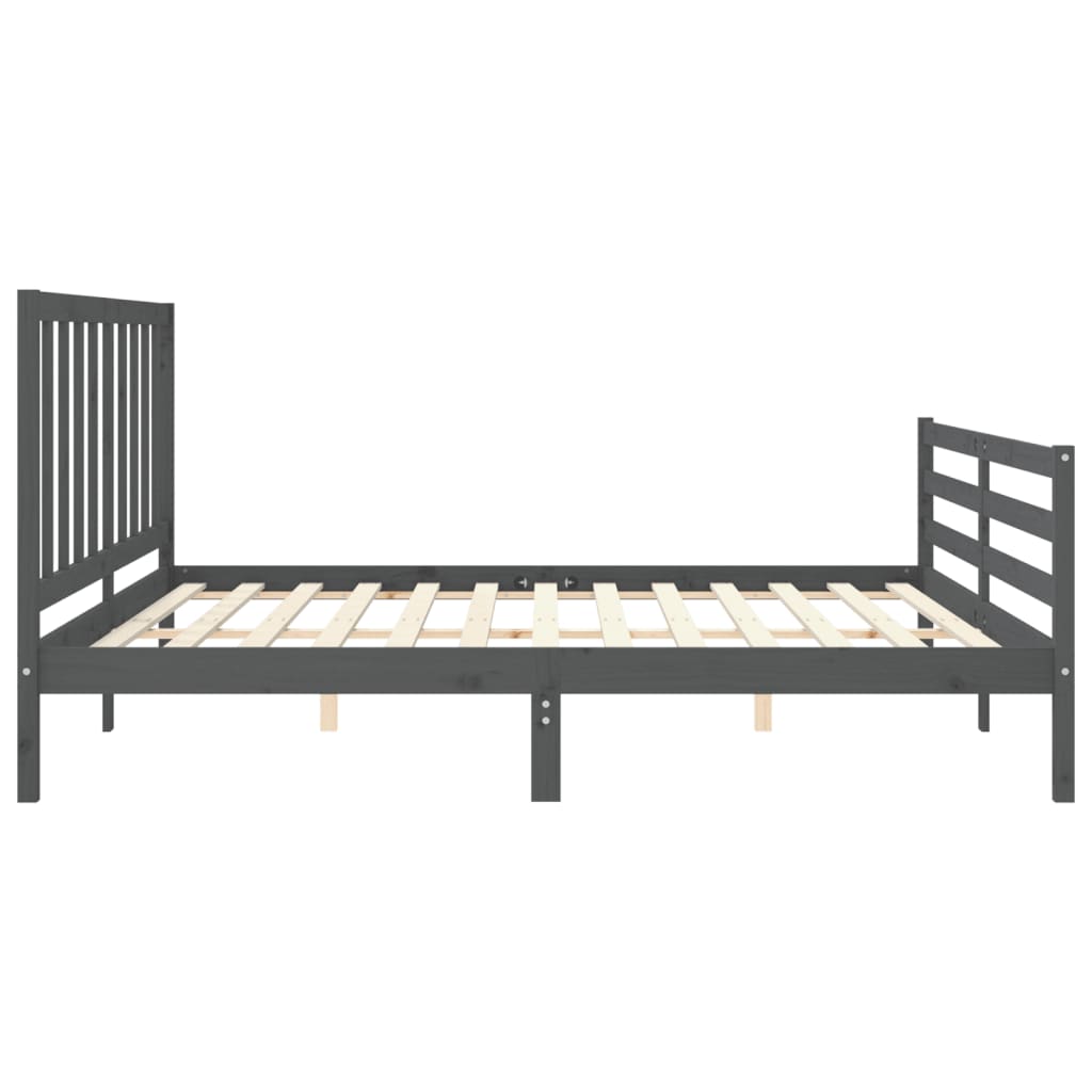 vidaXL Estructura de cama con cabecero madera maciza gris 200x200 cm