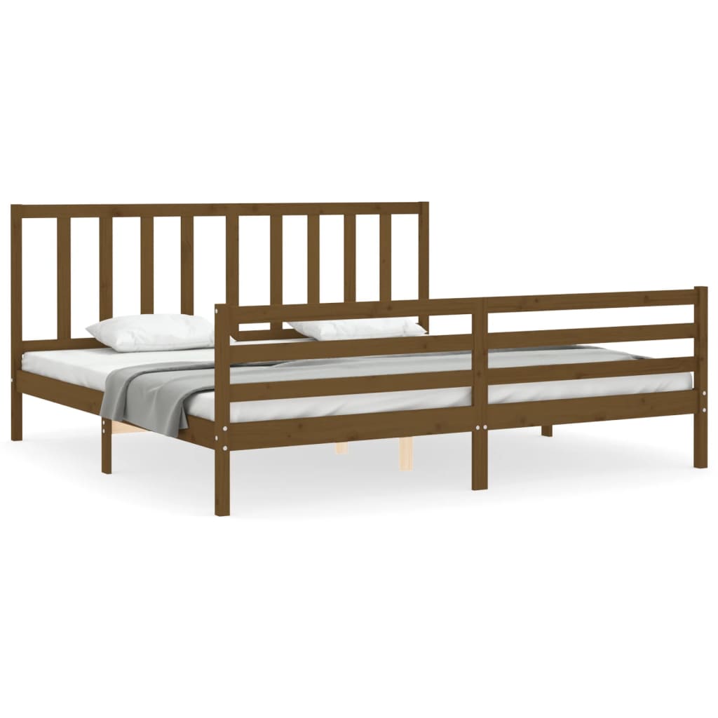 vidaXL Estructura cama y cabecero madera maciza marrón miel 200x200 cm