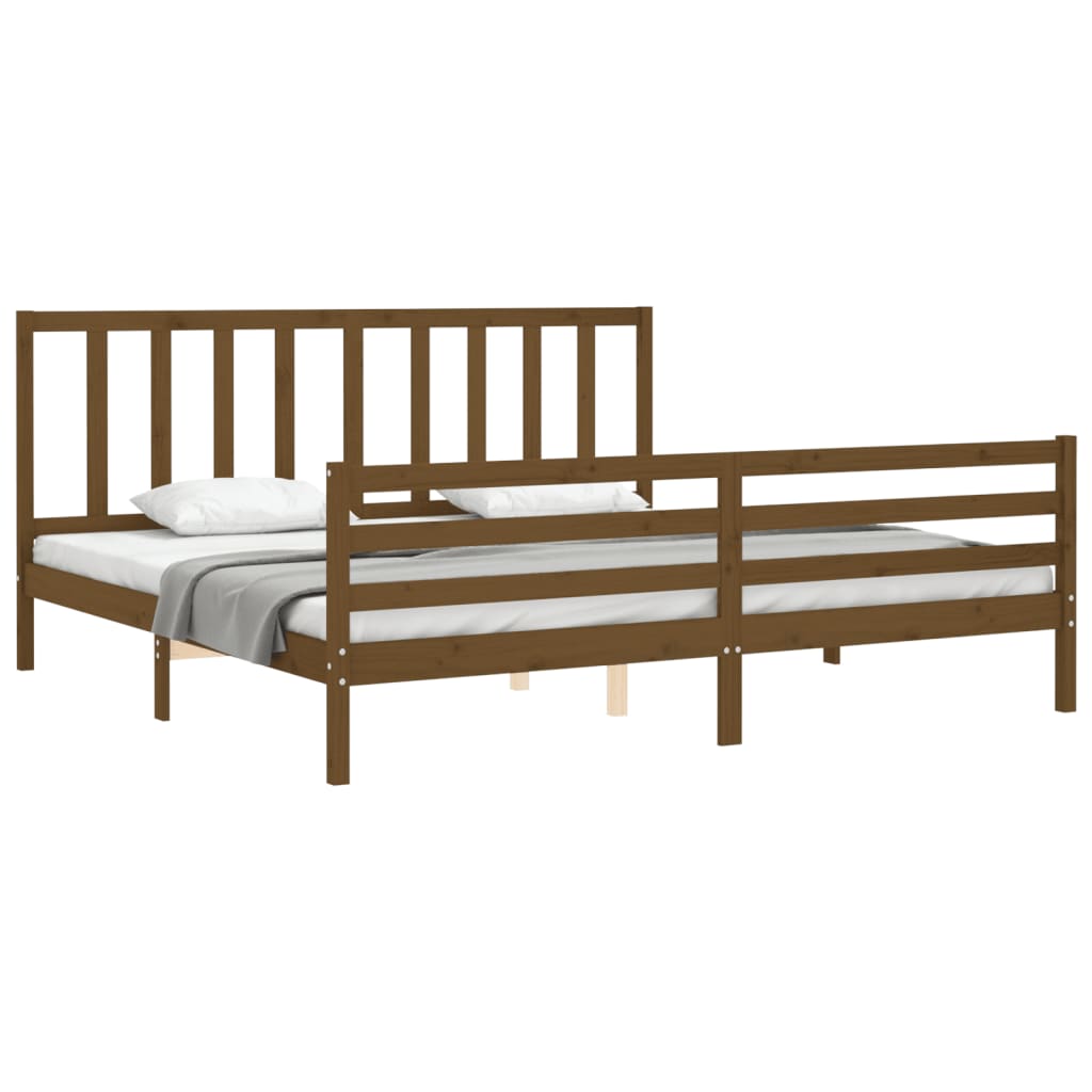 vidaXL Estructura cama y cabecero madera maciza marrón miel 200x200 cm