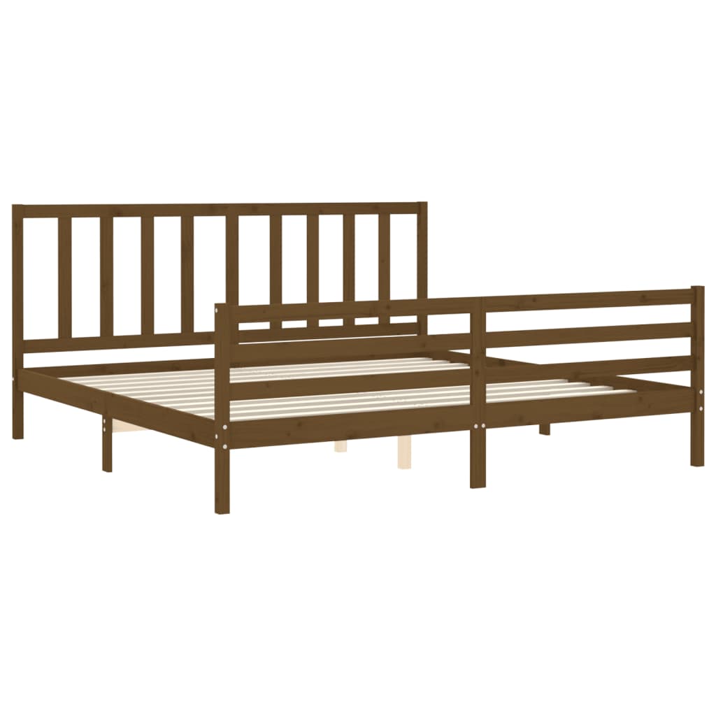 vidaXL Estructura cama y cabecero madera maciza marrón miel 200x200 cm