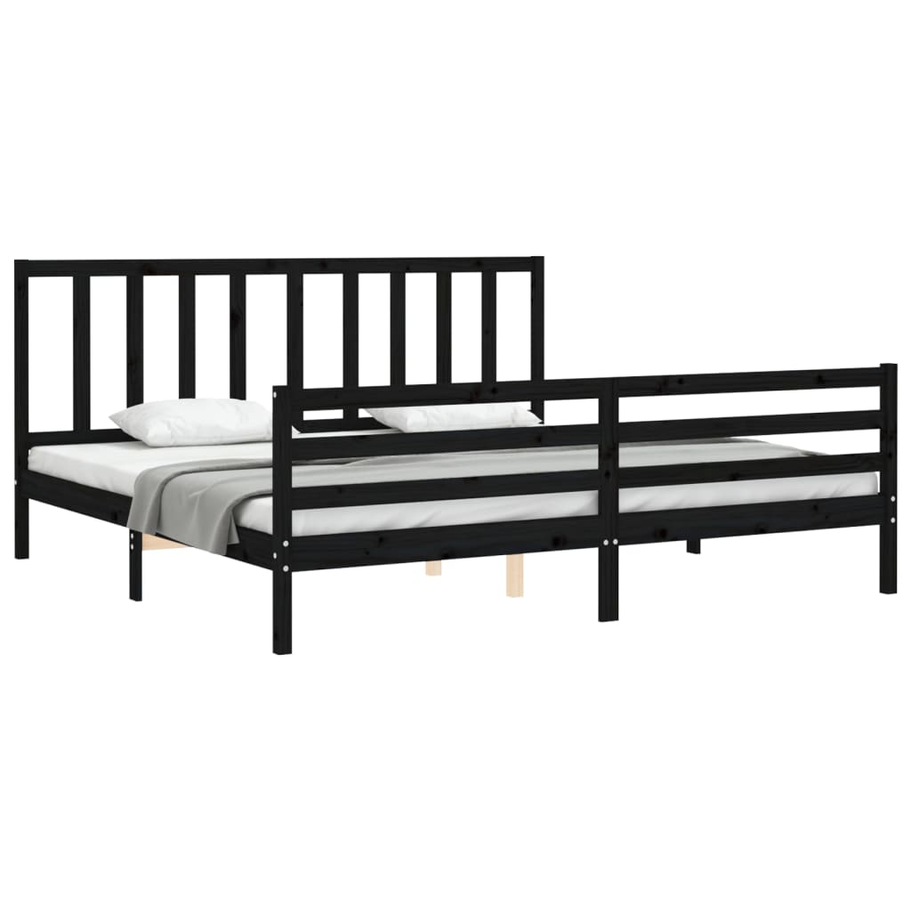 vidaXL Estructura de cama con cabecero madera maciza negro 200x200 cm